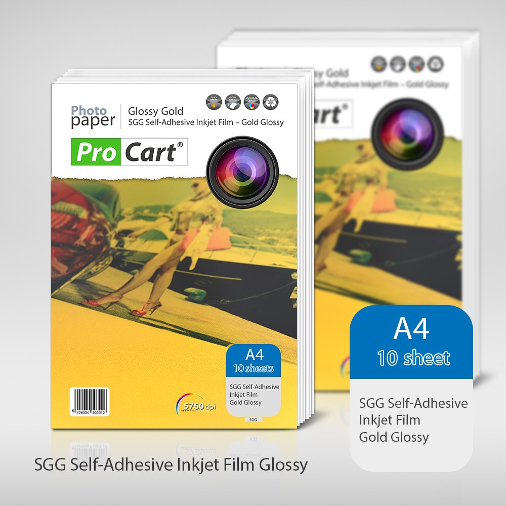 Folie FOTO autoadeziva Glossy aurie A4 printabila inkjet - imagine 3